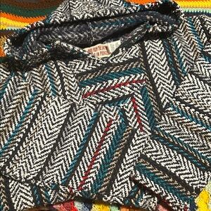 Men's or women’s multicolored Hooded Baja Sweater  “drug rug”